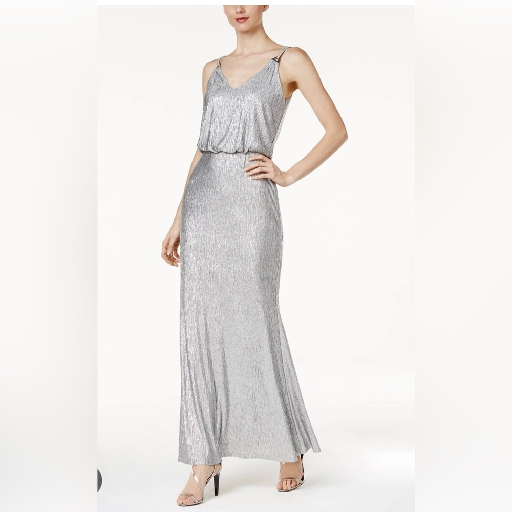 Calvin Klein Elegant Silver Evening Dress - size 12 with tags